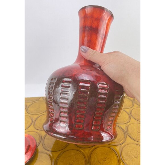 Vintage 60s pottery carafe, GT Beauceware red ceramic carafe with lid - Picture 4 of 10